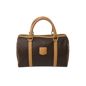 CELINE Boston Bag Macadam Beige Tan Brown Leather